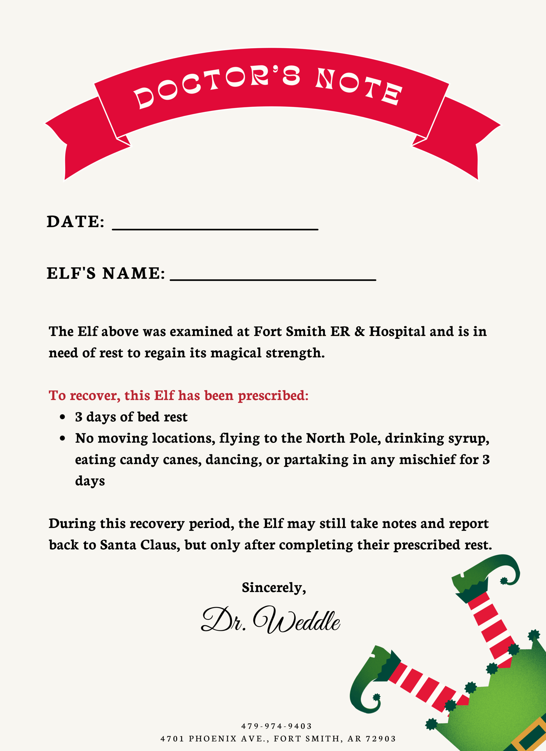 creative excuses to use an elf on the shelf doctor's note!